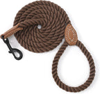 Dog Leash | Braided Cotton Rope Dog Leashes with Leather Tailor Tip | 4 Feet Dog Leash W Heavy Duty Metal Clasp | Wedding Dog Leash (Dark Brown, 48 Inches)