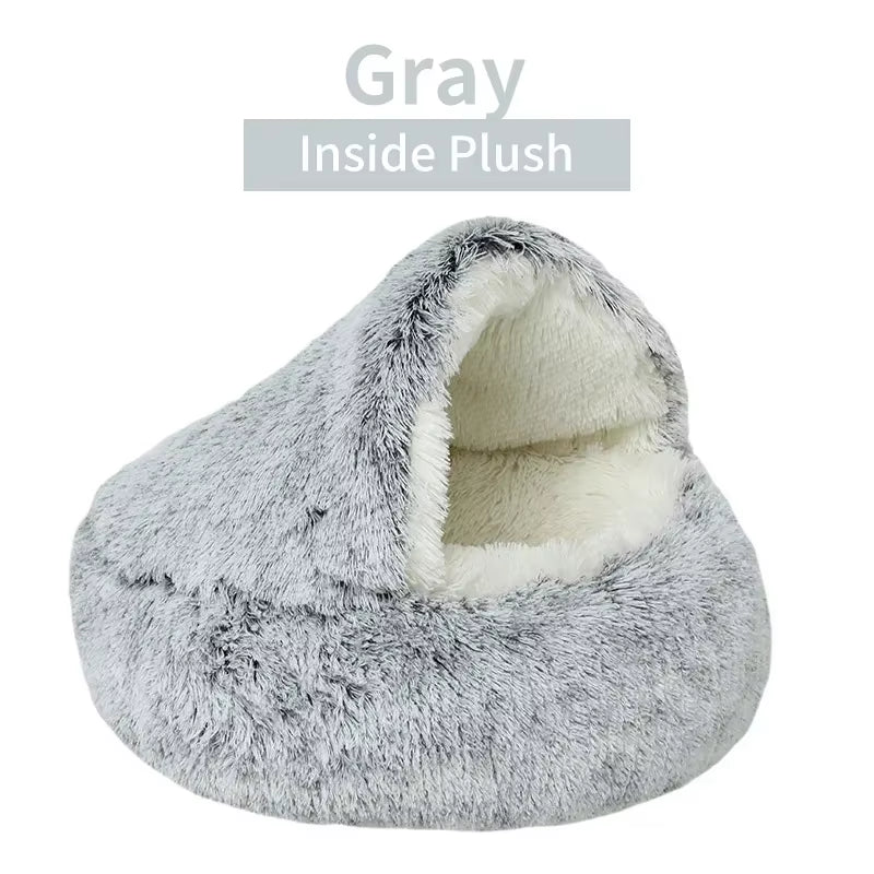 Cozy 2-in-1 Plush Cat Bed & Warm Pet House - Perfect for Cats and Small Dogs
