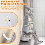 62.5Inches Cat Tree Cat Tower Cat Condo with Platform & Hammock, Scratching Posts for Kittens Pet Play House with Plush Perch for Indoor Activity Relaxing, Light Gray