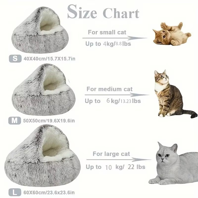 Cozy 2-in-1 Plush Cat Bed & Warm Pet House - Perfect for Cats and Small Dogs