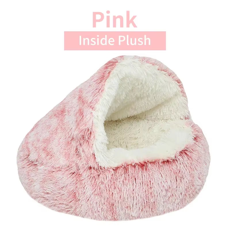 Cozy 2-in-1 Plush Cat Bed & Warm Pet House - Perfect for Cats and Small Dogs