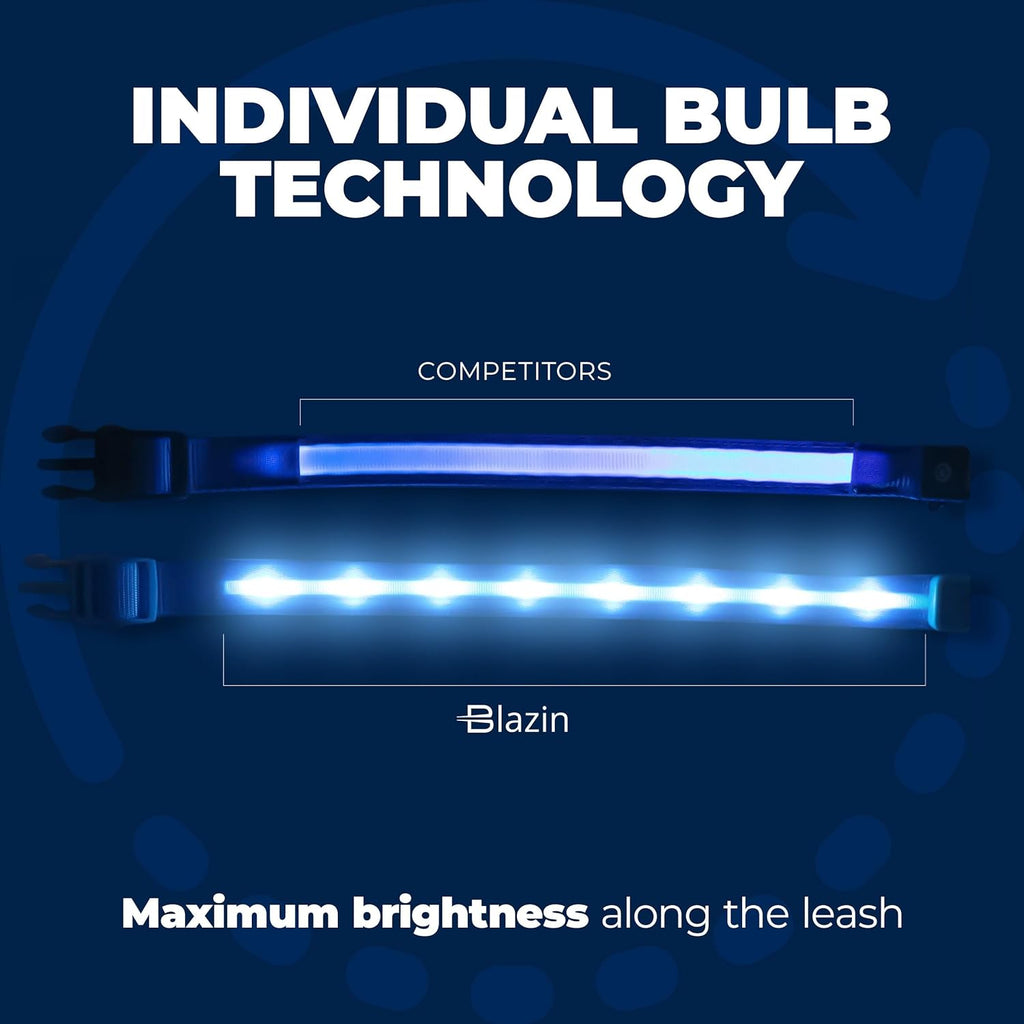 Light up Dog Collar - the Original LED Dog Collar - USB Rechargeable - Waterproof - 1,000 Feet of Visibility - Dog Collar Light for Small, Medium, Large Dogs - USA Brand