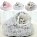 Cozy 2-in-1 Plush Cat Bed & Warm Pet House - Perfect for Cats and Small Dogs
