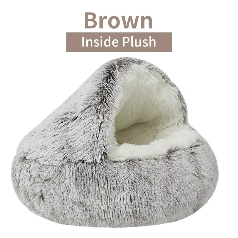 Cozy 2-in-1 Plush Cat Bed & Warm Pet House - Perfect for Cats and Small Dogs