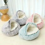 Cozy 2-in-1 Plush Cat Bed & Warm Pet House - Perfect for Cats and Small Dogs