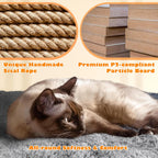62.5Inches Cat Tree Cat Tower Cat Condo with Platform & Hammock, Scratching Posts for Kittens Pet Play House with Plush Perch for Indoor Activity Relaxing, Light Gray