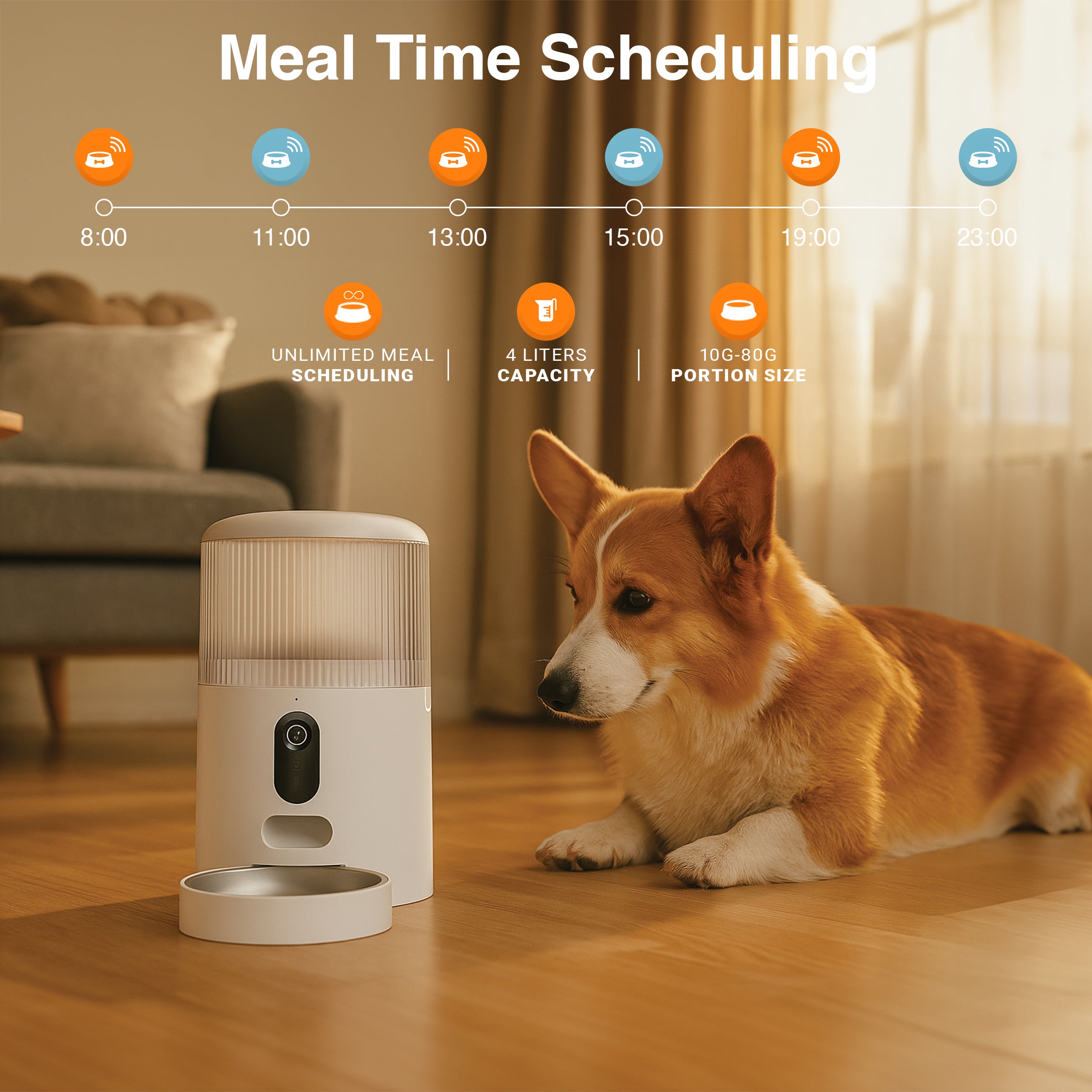 Purechew Sight Double Automatic Pet Feeder HD Camera Feeder with Double Bowls for Cats and Dogs