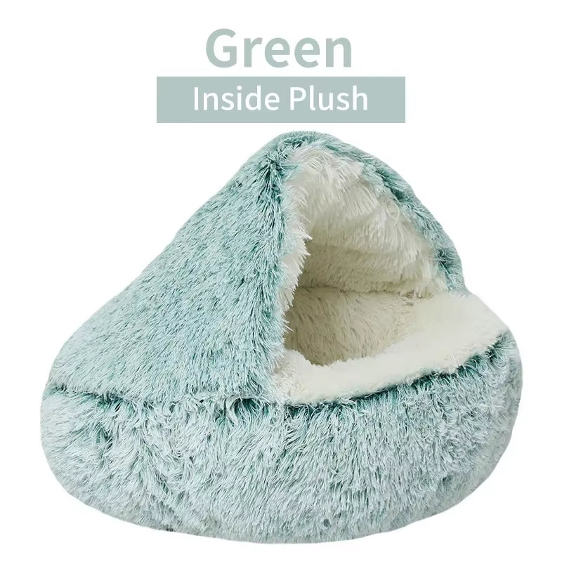 Cozy 2-in-1 Plush Cat Bed & Warm Pet House - Perfect for Cats and Small Dogs